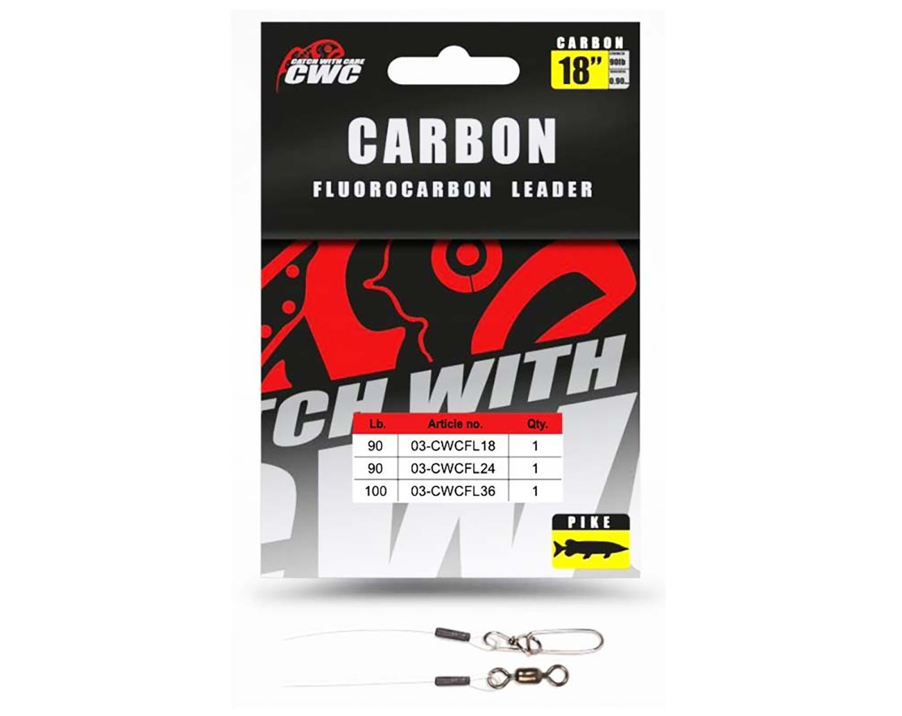 CWC Carbon Leader, 36'' 100lb / 1,00mm - Stay-Lok #4,5